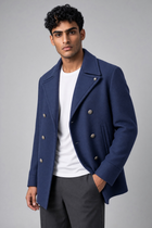Cappotto Officina 36 Kim Doppiopetto in Misto Lana Blu