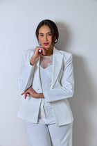 Elegant white women's blazer and pants suit