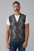 Alpha Studio – Gilet in Lana Merinos Extrafine con Motivo a Zig-Zag – Grigio Scuro