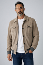Barba Napoli – Giubbotto Bomber in Vera Pelle Scamosciata (Camoscio) – Beige Sabbia / Tortora