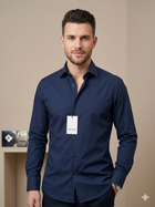 Camicia Paoloni Uomo Blu in Cotone Elasticizzato taglia L collo 41