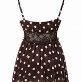 Polka Dot Alley Top with Lace and V-Neck