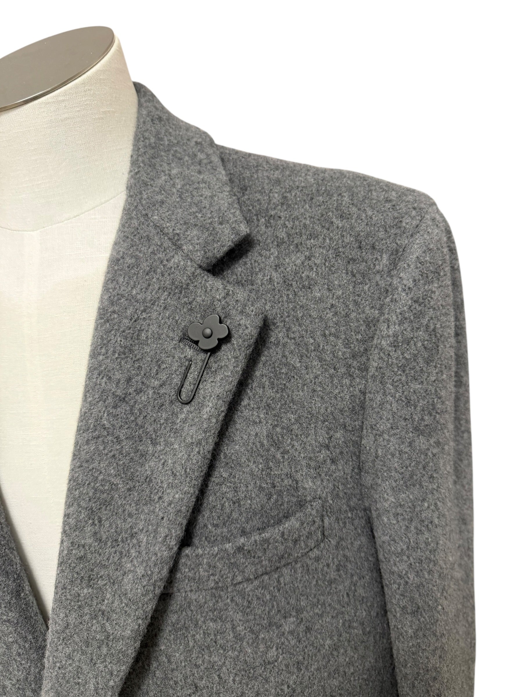 Cappotto Lardini in Lana e Cashmere Grigio Melange, immagine 5