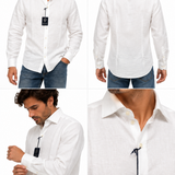 Fay – Camicia Uomo Bianca in 100% Lino a Maniche Lunghe