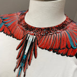 County of Milan – T-Shirt Uomo Bianca con Stampa Ali Multicolor in Cotone