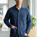Cardigan Giacca Lardini in Cotone a Nido d'Ape - Blu Notte