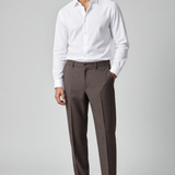 Berwich – Pantalone Sartoriale una Pinces in Misto Lana Stretch con Risvolto – Marrone Cioccolato