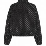 Polka Dot Bomber Jacket with Zipper and Drawstring