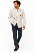 Lardini – Giacca Doppiopetto Uomo in Lana Vergine e Cashmere Beige Mélange