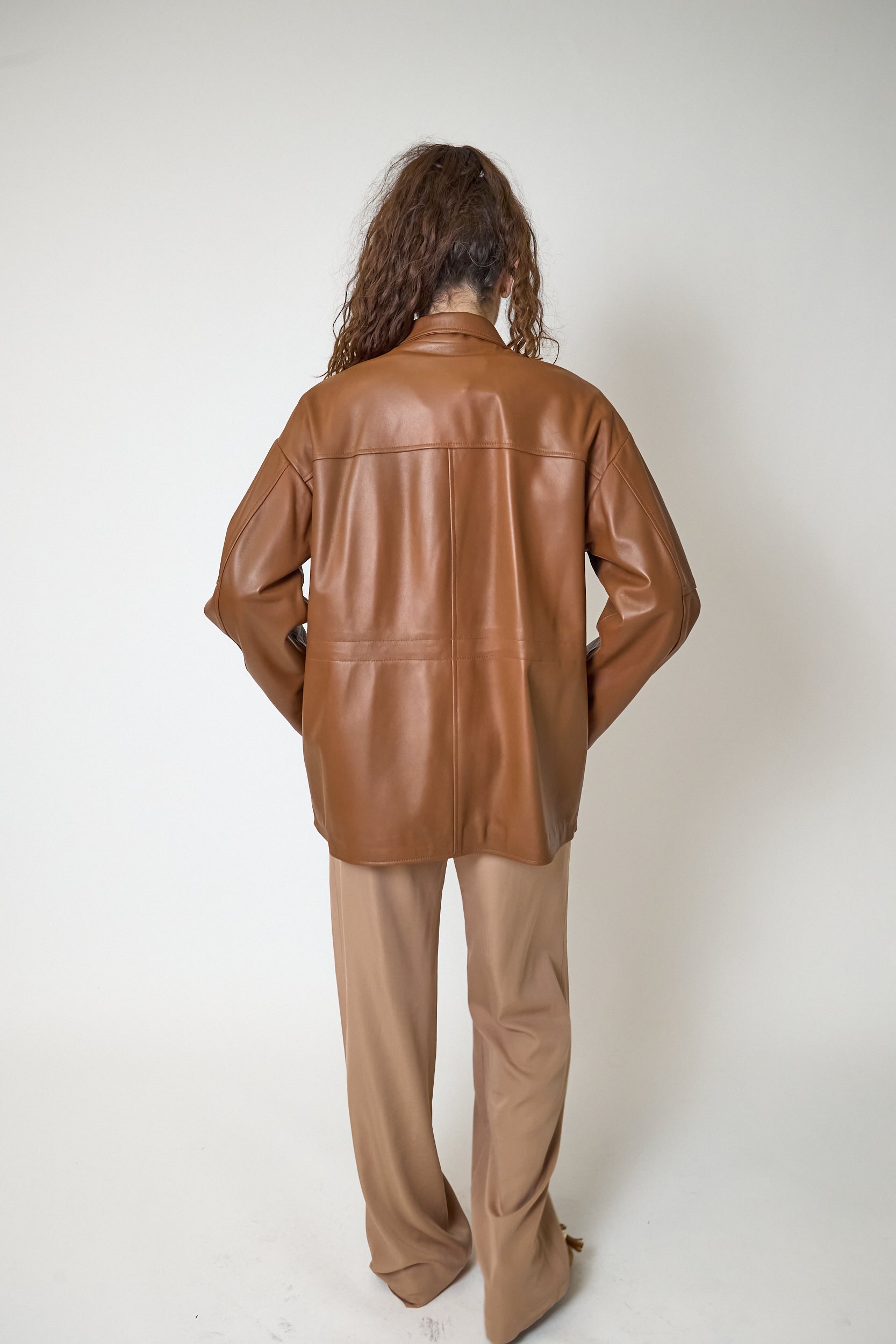 Giacca vicolo in Vera Pelle Cognac, immagine 6