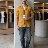 Camicia Alpha Studio in Puro Lino – Color Senape (Taglia 50)