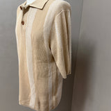 Polo Uomo Alpha Studio in Cotone e Canapa – Beige con Righe a Contrasto