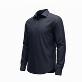 Xacus Tailor Fit Shirt - Navy Blue in Albini Stretch Fabric