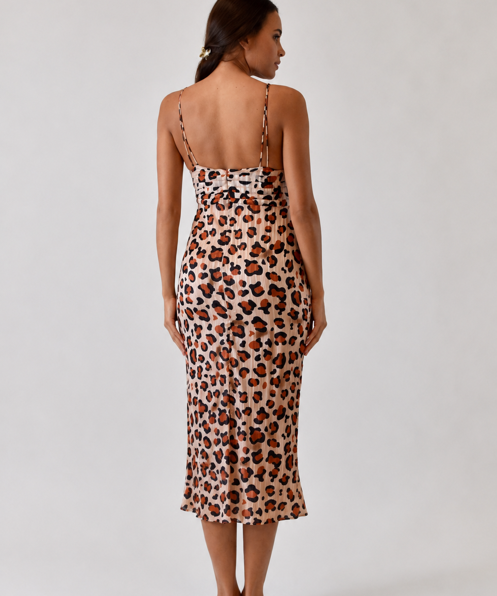 Midi Animal Print Dress with Crisscross Straps