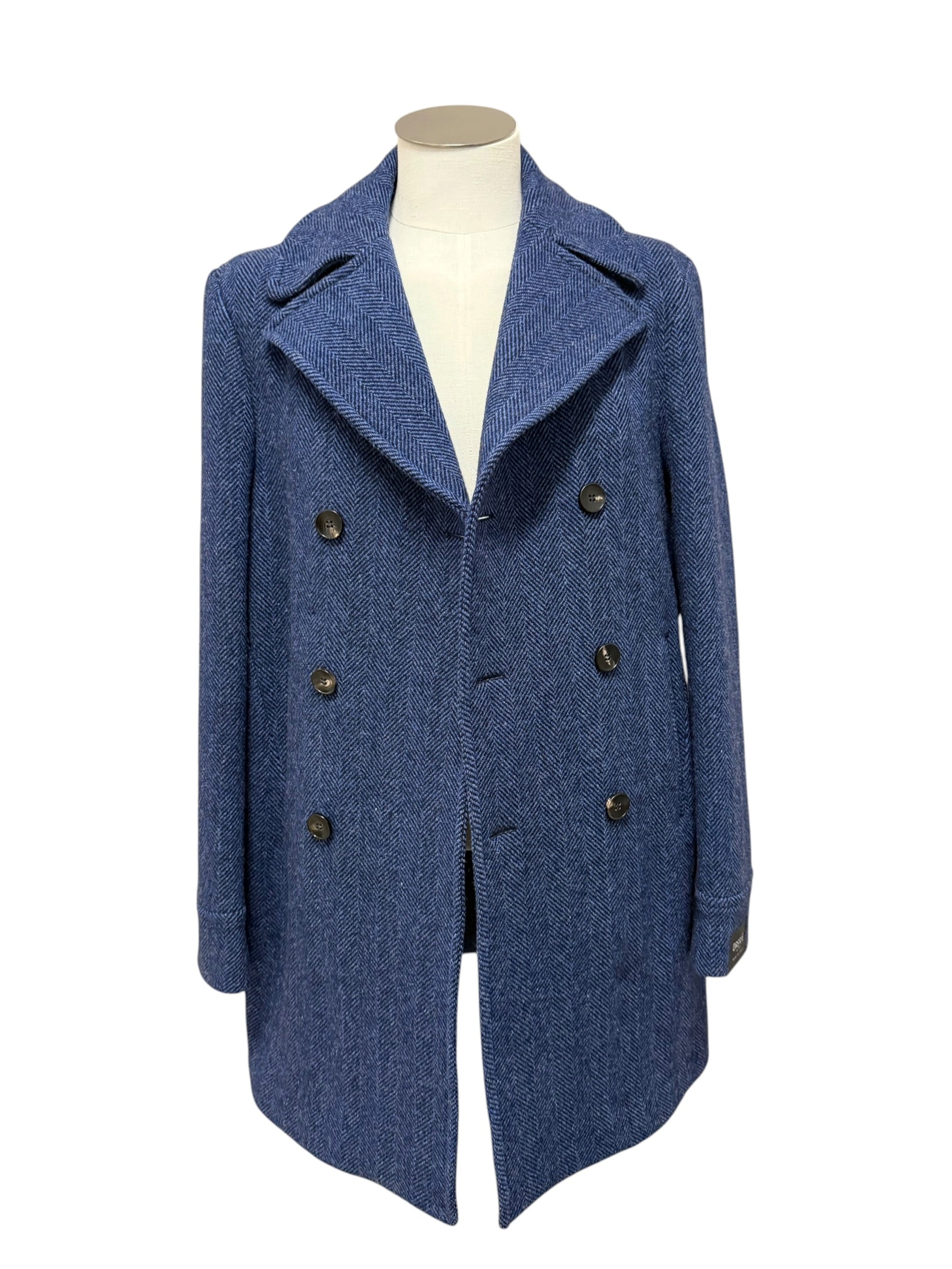 Breras Milano – Cappotto Doppio Petto Spinato in Lana Vergine – Blu, immagine 4