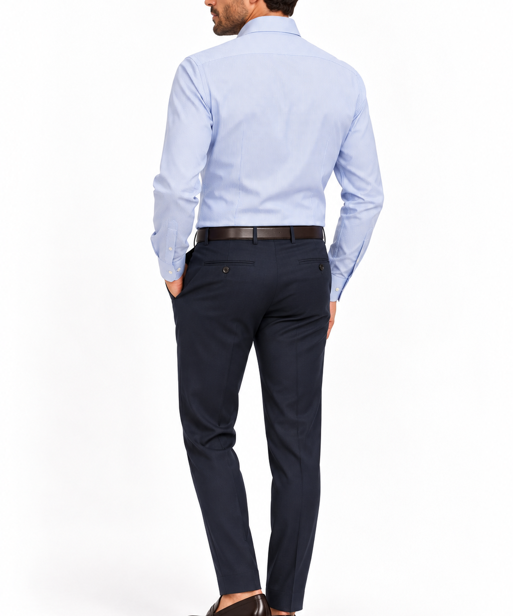 Camicia Uomo Barbati Custom Fit Azzurra a Microfantasia Elegante