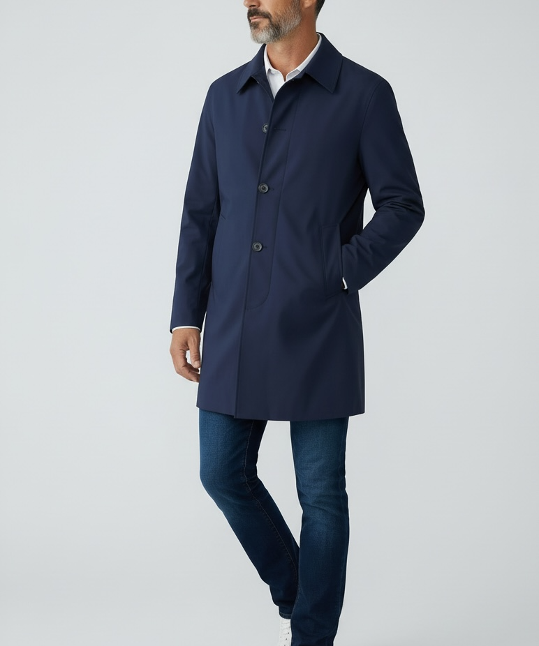 Paoloni Technical Trench Coat - Navy Blue