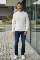 Alpha Studio Pullover in Cotone a Maglia Bianca
