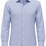 Camicia Uomo Barbati Custom Fit Azzurra a Microfantasia Elegante