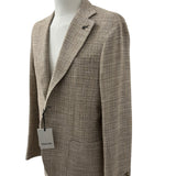 Paoloni – Giacca Sfoderata Monopetto in Lana, Cotone e Lino – Beige/Marrone