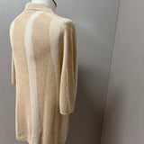 Polo Uomo Alpha Studio in Cotone e Canapa – Beige con Righe a Contrasto