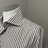 GHR – Camicia Uomo a Righe Verticali in Cotone – Marrone e Bianco, immagine 3