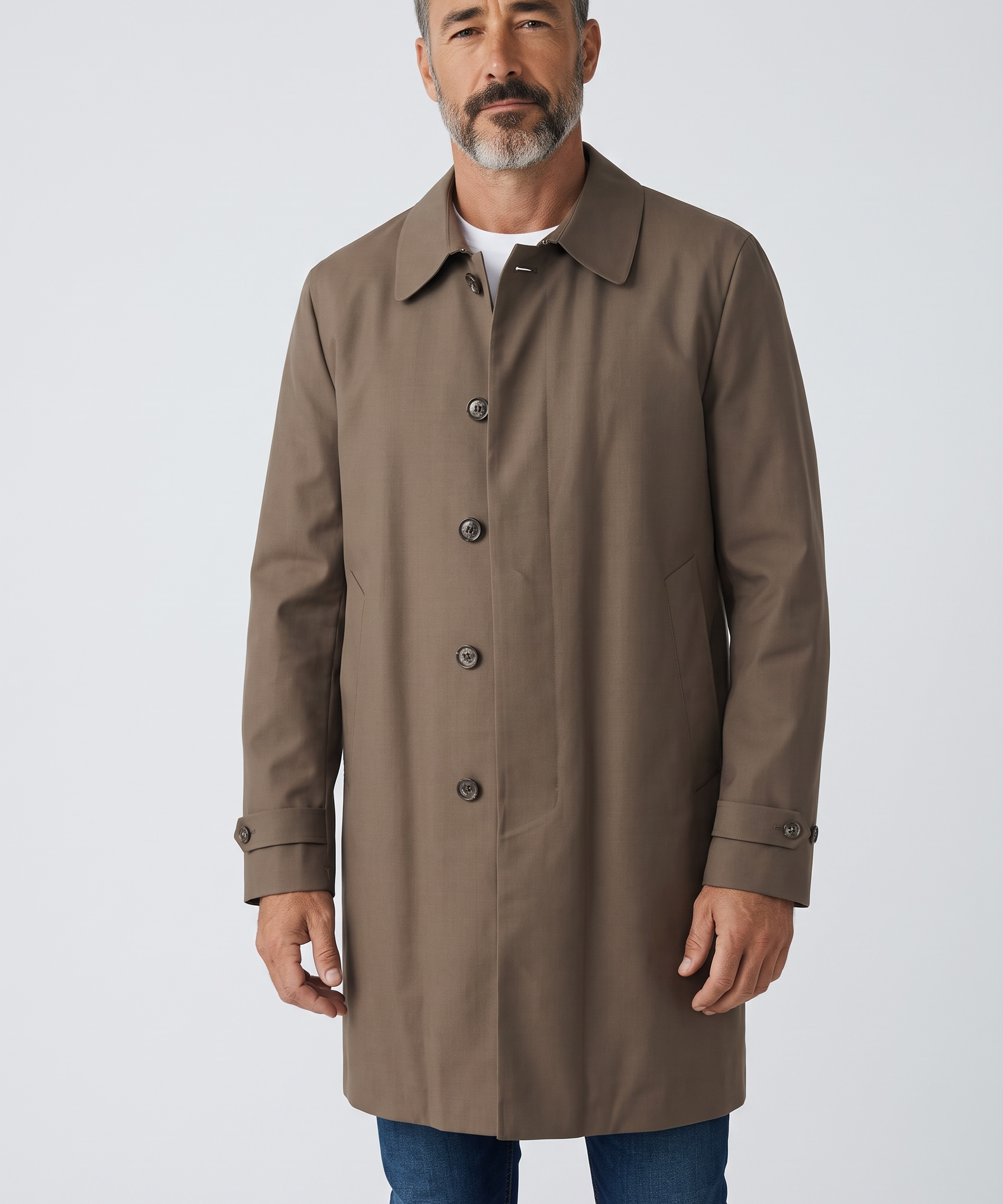 Montecore – Soprabito Trench Imbottito in Piuma con Tessuto Tecnico – Cachi / Marrone Chiaro