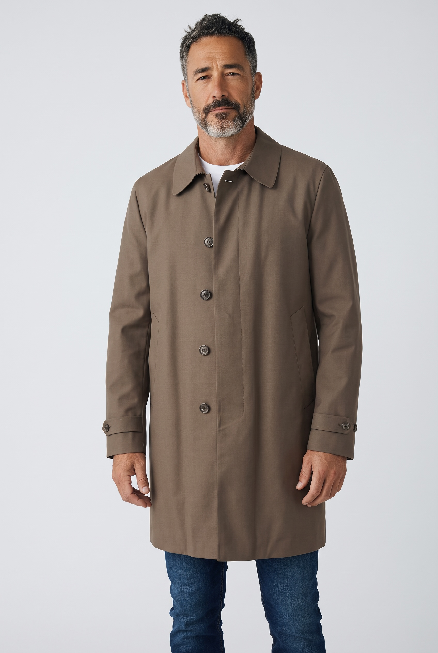 Montecore – Soprabito Trench Imbottito in Piuma con Tessuto Tecnico – Cachi / Marrone Chiaro