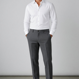 Berwich – Pantalone Sartoriale Chiaia in Misto Lana con Risvolto – Grigio Scuro
