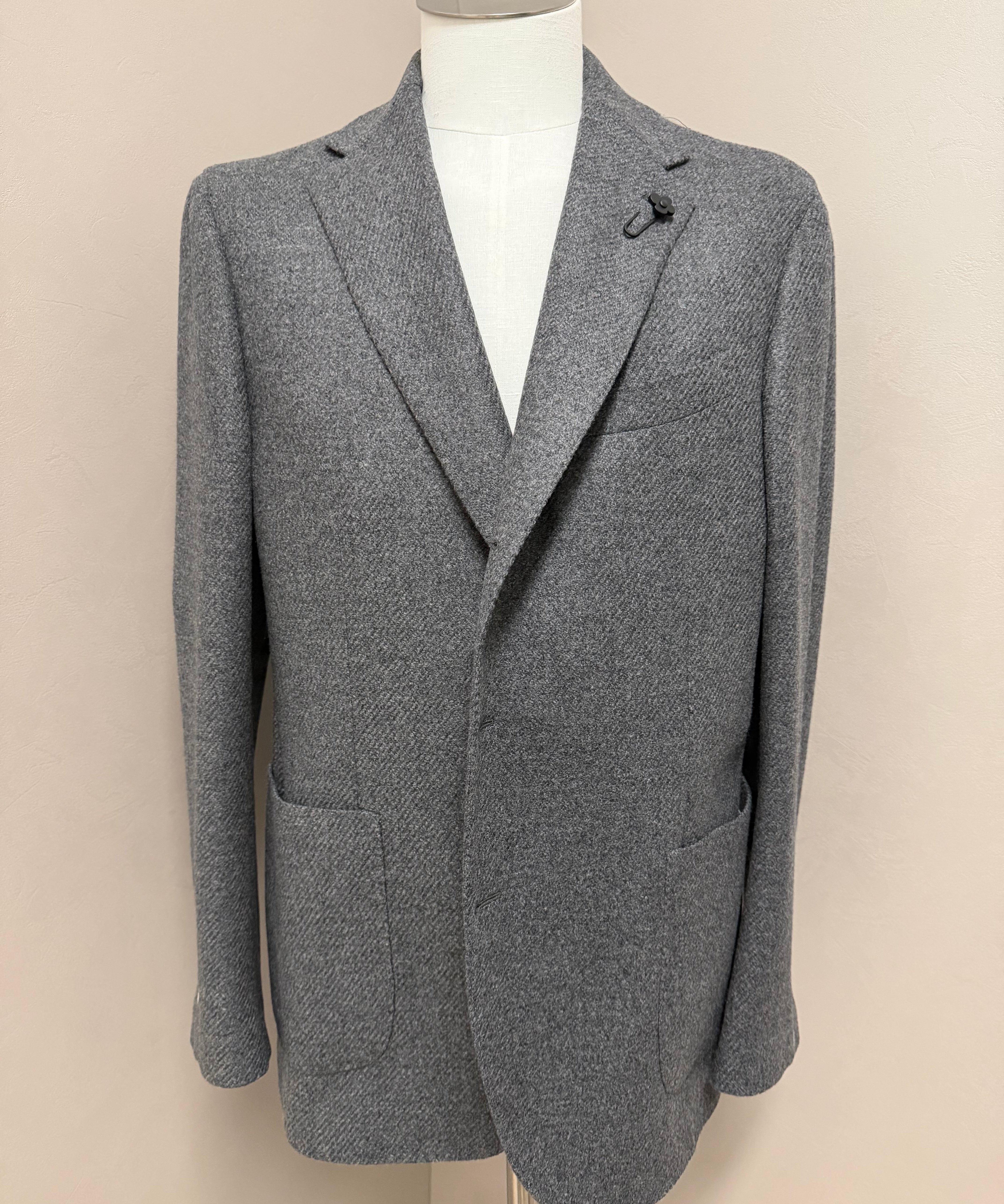 Lardini Pure Wool Jacket in Grey, size XXL