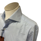 Camicia Barba Napoli a Righe Bianco e Azzurro – Taglia L (Collo 41)