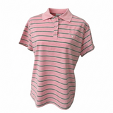 Pink striped stretch cotton polo shirt