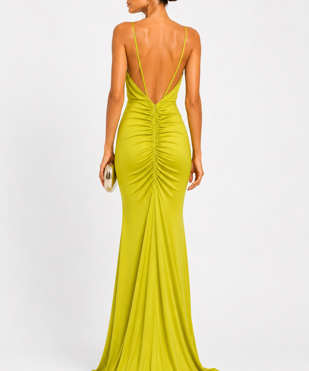 Abito lungo lime Elisabetta Franchi Red Carpet