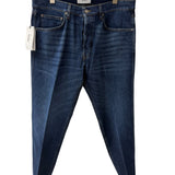Lardini Jeans Cinque Tasche Sartoriale in Denim Blu Medio con Piega