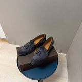 Mocassini Doucal’s Uomo Taglia 42 - Camoscio Grigio con Nappine
