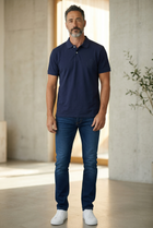 Polo Aspesi in Piqué di Cotone Stretch - Blu Navy