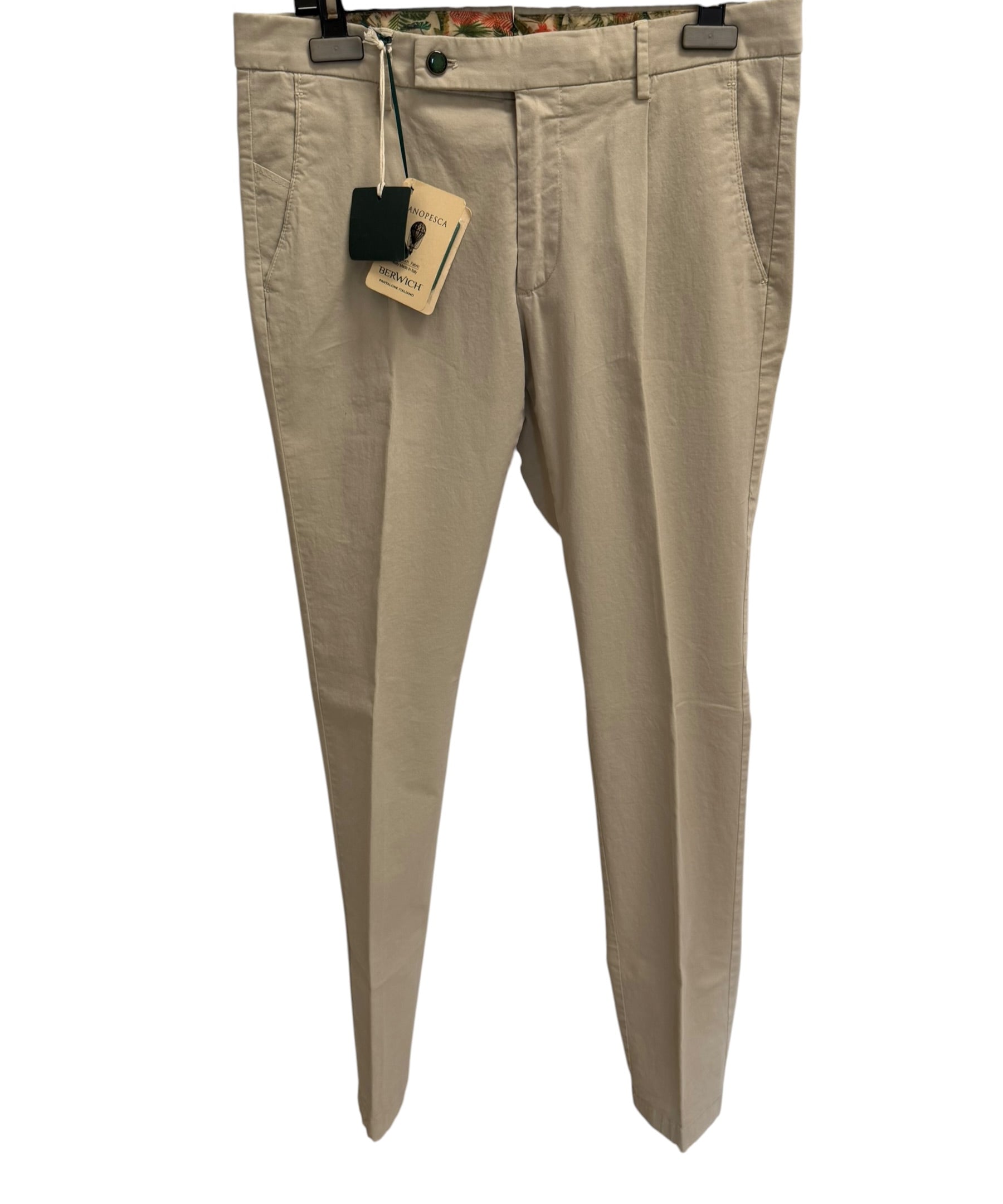 Pantaloni Chino Uomo Berwich Manopesca in Cotone Beige - Made in Italy, immagine 2