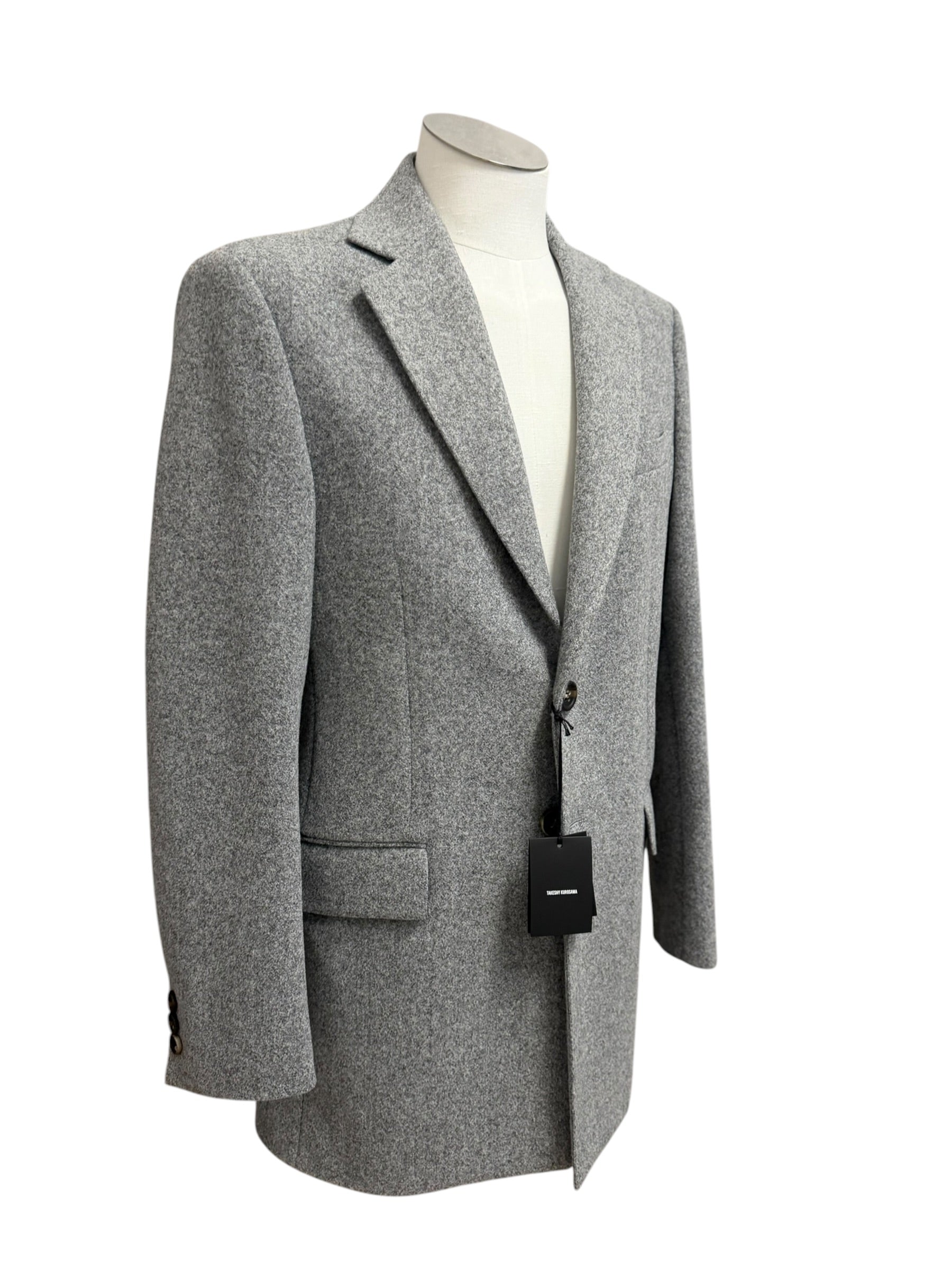 Takeshy Kurosawa – Cappotto Monopetto Sartoriale – Grigio Melange, immagine 8