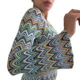 Zigzag Chevron Jumpsuit with Front Cut-Out and Open Back