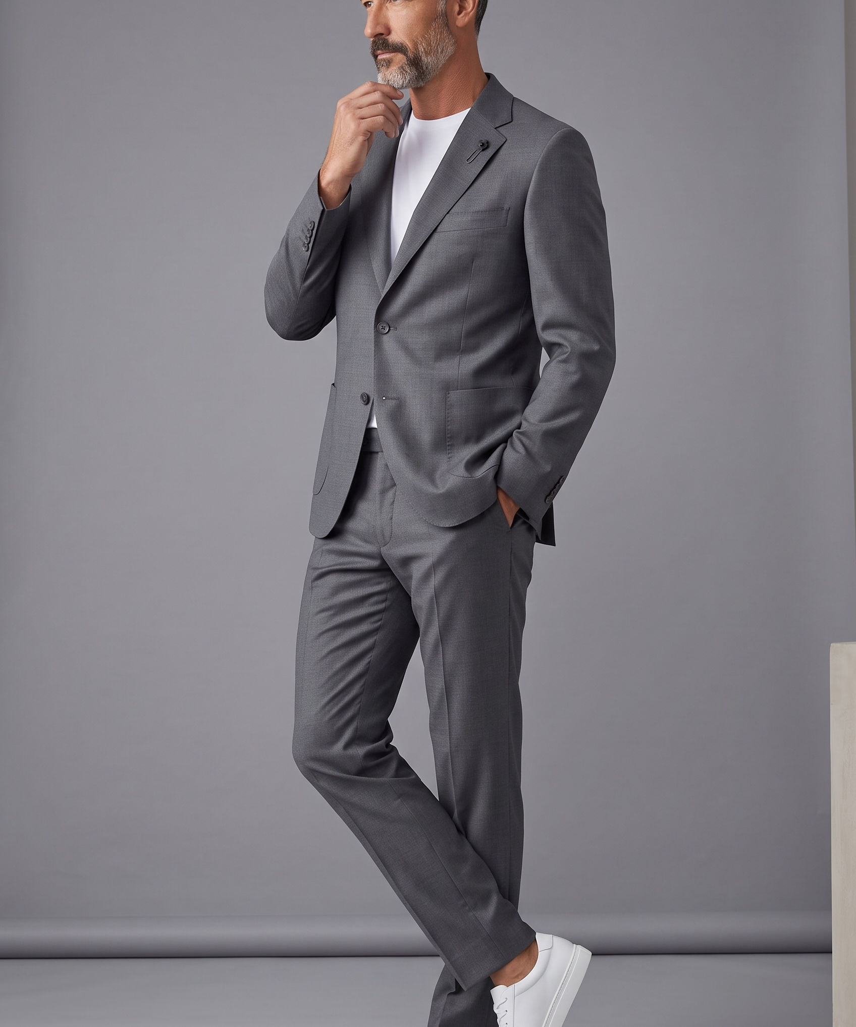 Lardini - Abito Elegante in Pure Virgin Wool - Grigio, immagine 2