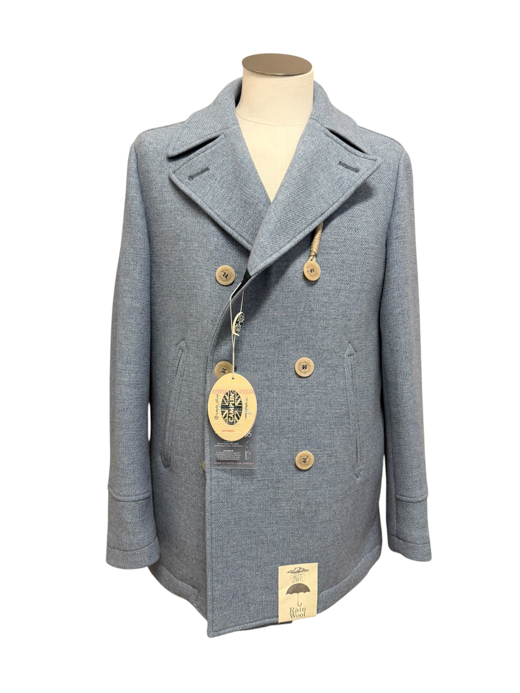 Caban Peacoat Uomo Camplin Rain Wool Island – Azzurro, immagine 3