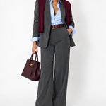 Completo Tailleur Materica Pantalone Wide Leg