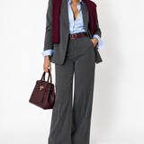 Completo Tailleur Materica Pantalone Wide Leg