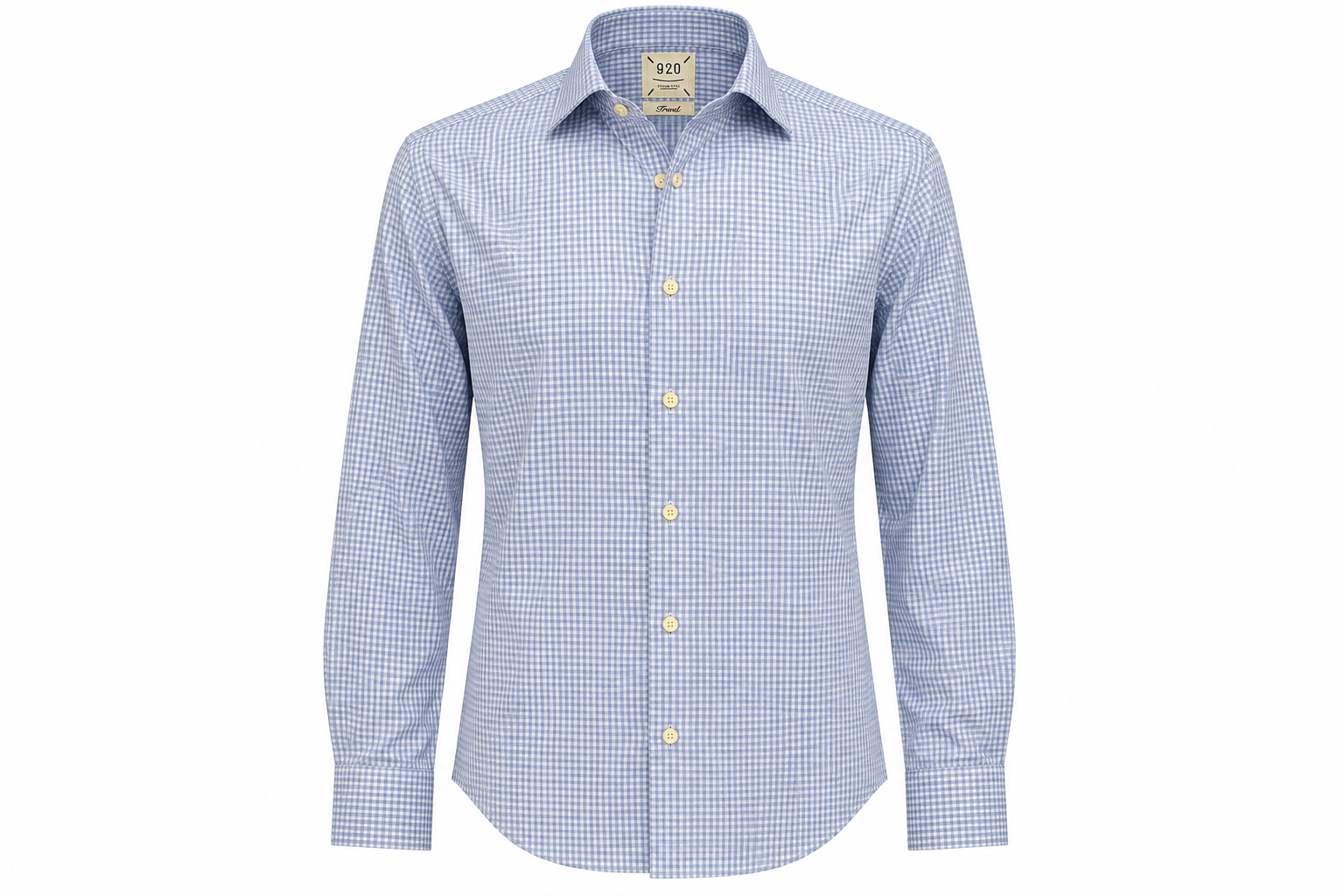 Camicia Uomo 920 Italian Style Trend in Puro Cotone – Microquadri Azzurri e Bianchi