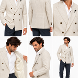 Lardini – Giacca Doppiopetto Uomo in Lana Vergine e Cashmere Beige Mélange