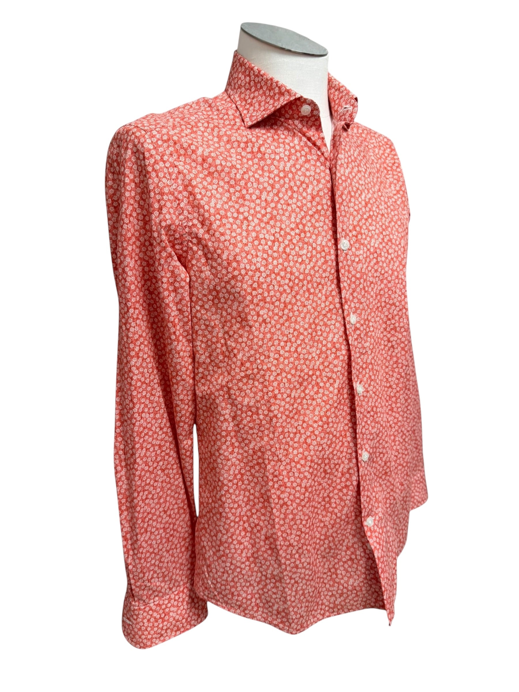 Camicia Uomo Sonrisa Fior di Cotone a Fantasia Floreale – Rosso Corallo, immagine 4