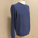 Maglia Kangra Girocollo in Cotone Blu Texture Bouclé - Taglia 52