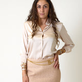 Minigonna in Tweed Peach Rose con Cintura Gioiello Elisabetta Franchi, immagine 4