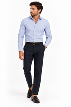 Camicia Uomo Barbati Custom Fit Azzurra a Microfantasia Elegante