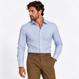 Camicia Uomo 920 Italian Style Trend in Puro Cotone – Microquadri Azzurri e Bianchi